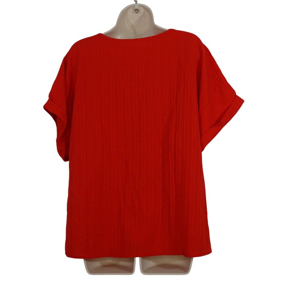 Shein Curve Red Pink Colorblock Twist Front Blous… - image 3